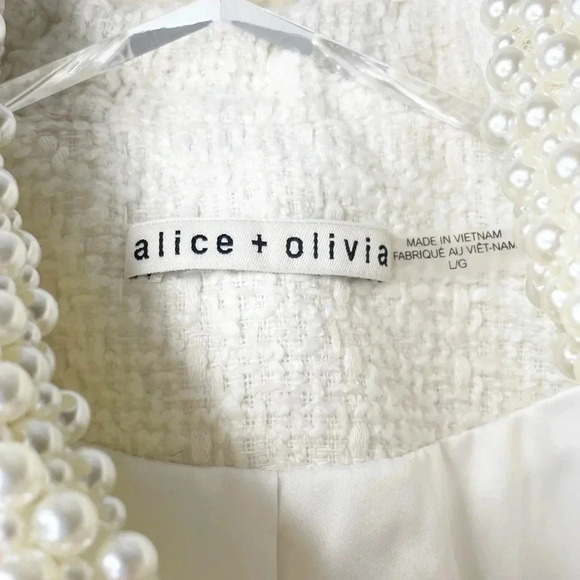 Alice + Olivia Kidman Pearl Cropped Jacket Size Large - Picture 8 of 11
